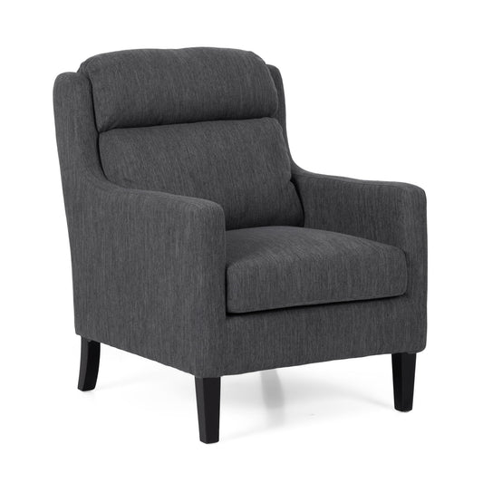 Contemporary Club Chair With Upholstered Fabric And Rubberwood Legs