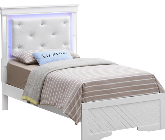 Bed With LED Light Accents Headboard