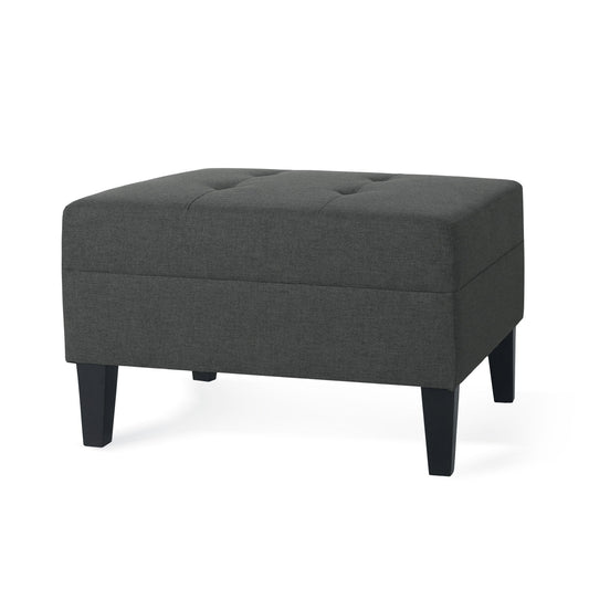 Classic Ottoman With Birch Wood Legs And Fabric Upholstery
