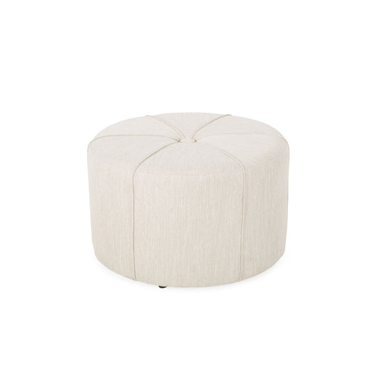 Contemporary Ottoman With Tonal Piping And Button Tuft Design