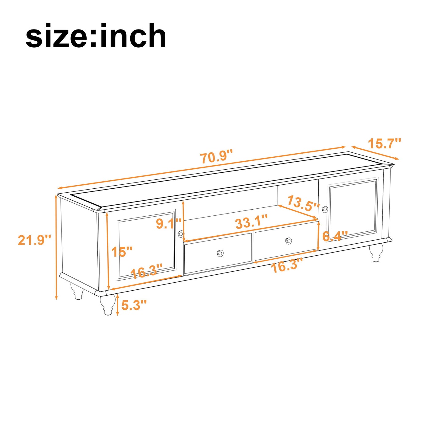 TV Stand For TVs Up To 80", Entertainment Center With Open Compartment
