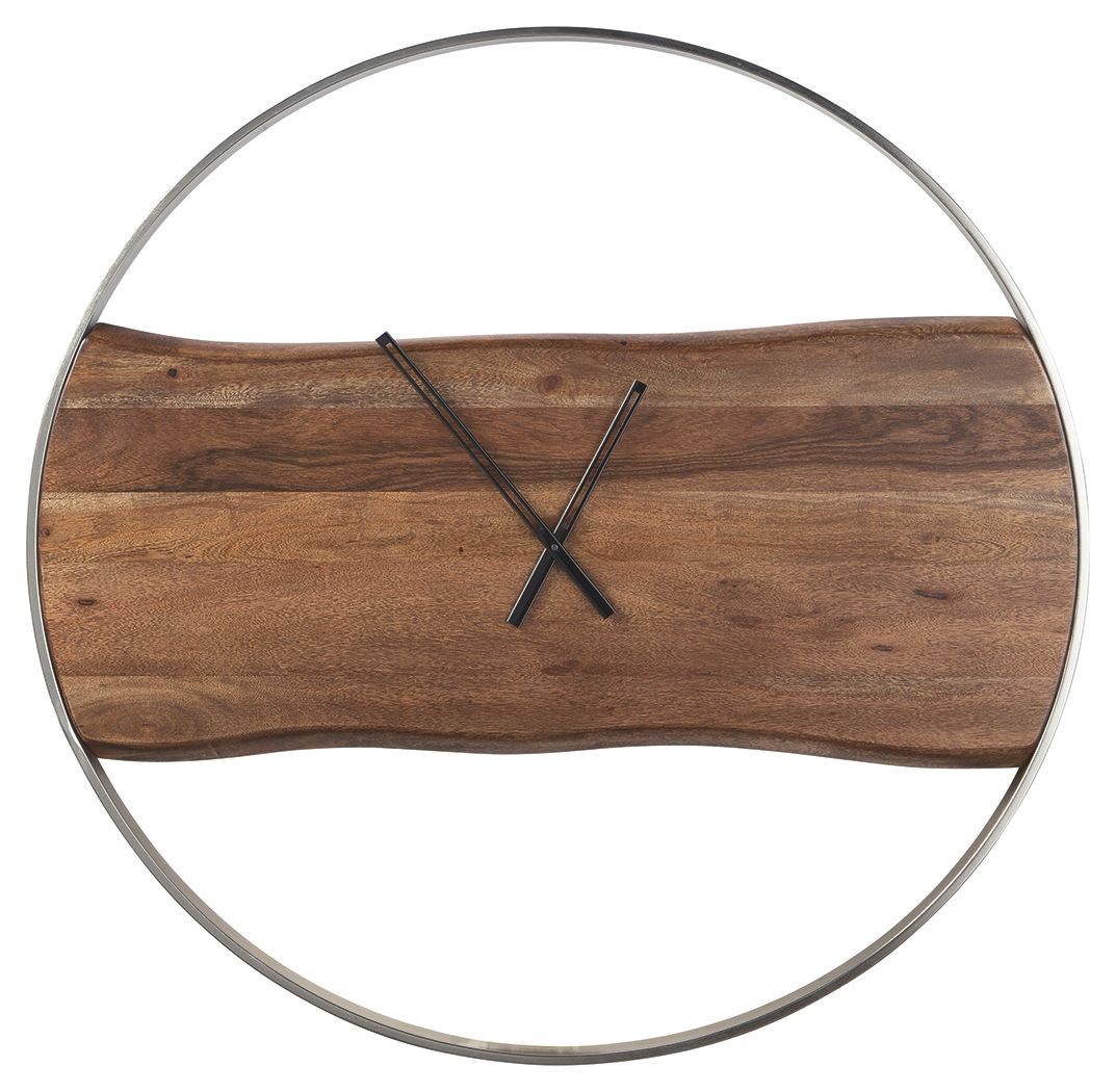Panchali - Wall Clock - Brown / Silver Finish