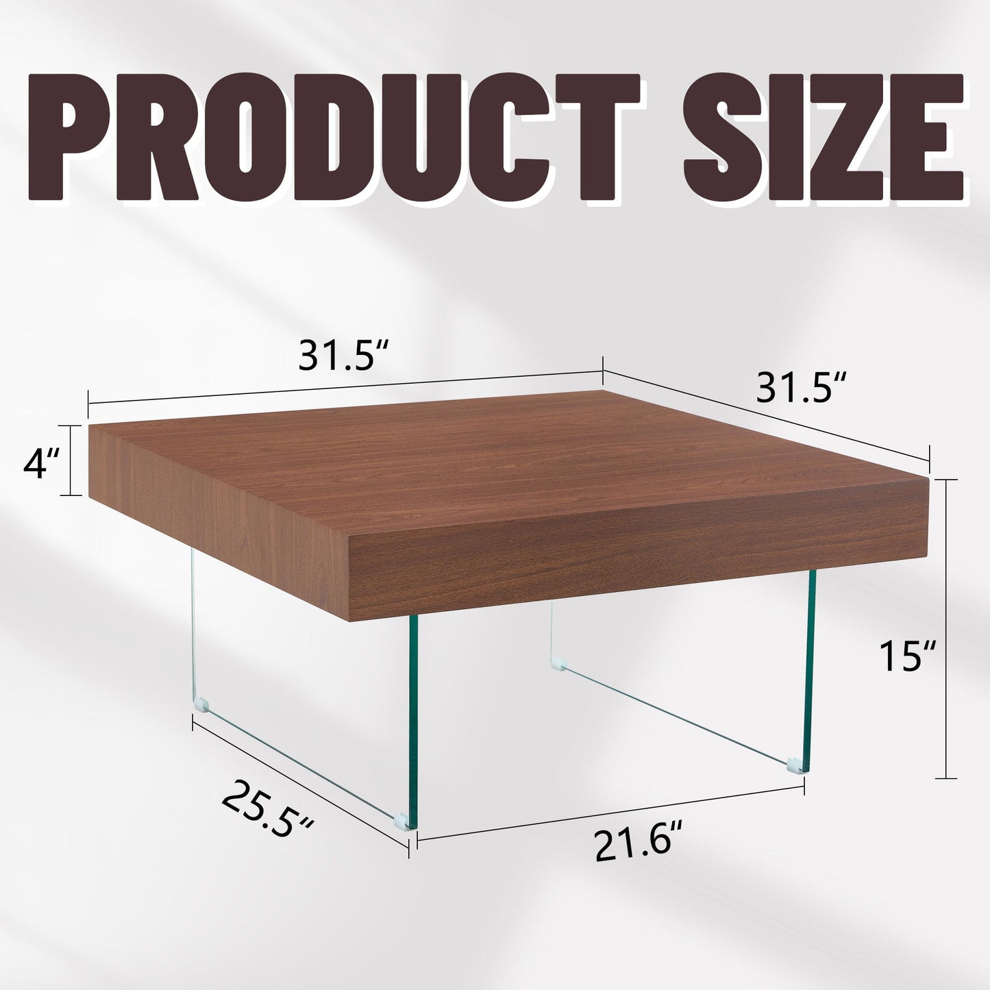 Natural Style Coffee Table With Glass Legs - Wood Grain Texture