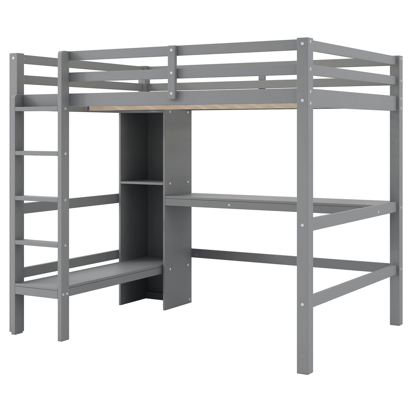 Loft Bed With Built In Desk And Multifunction Shelves