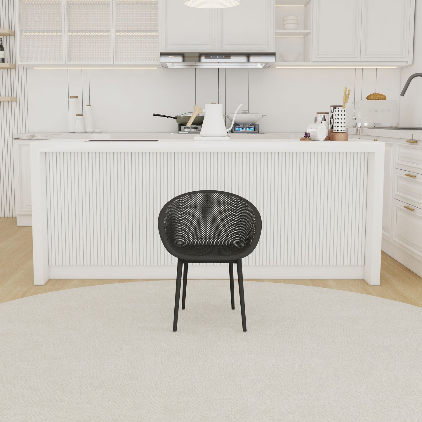 2 Piece Durable Single Chair With Mesh Hollow Out Design