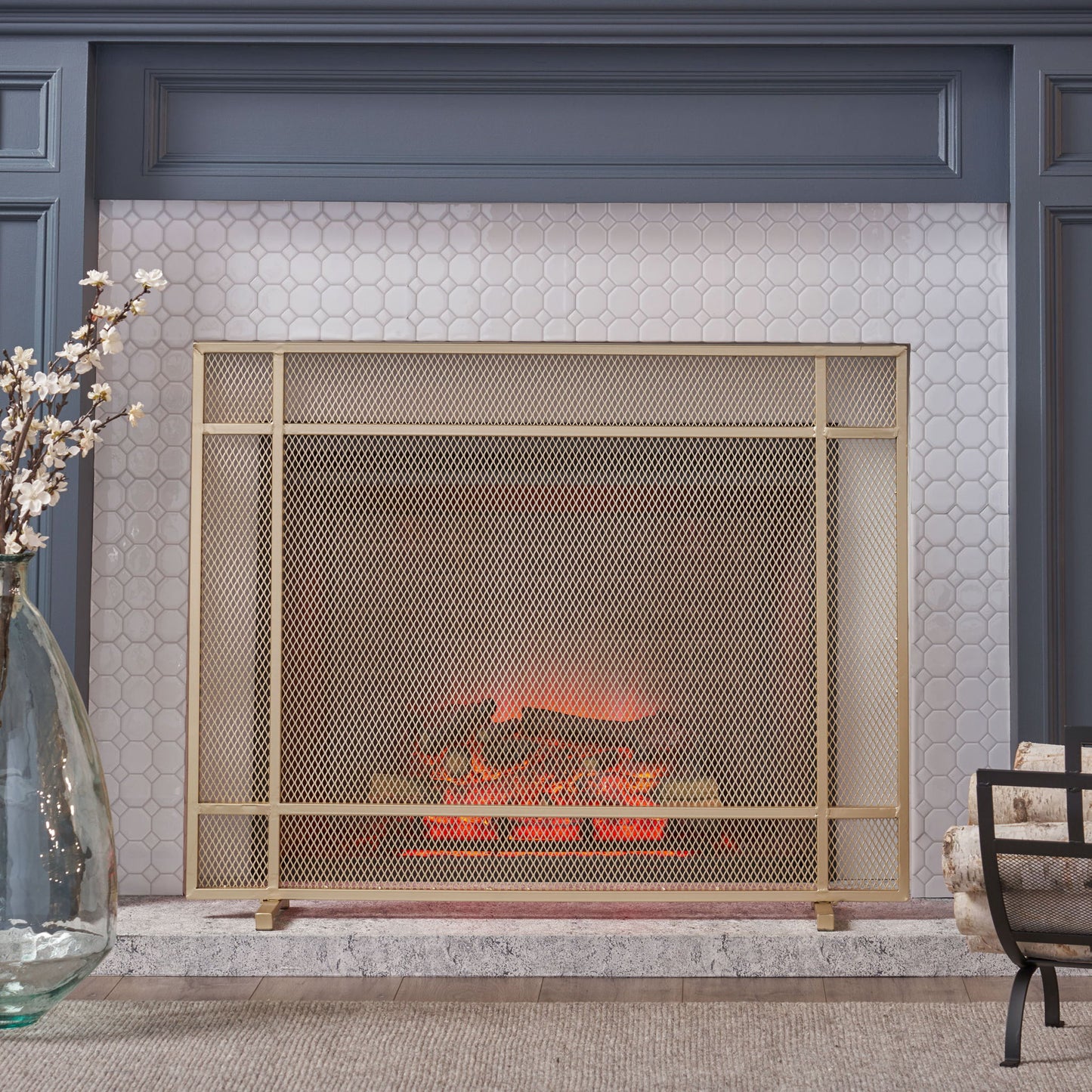 Elegant Iron Fire Screen For Fireplace Protection