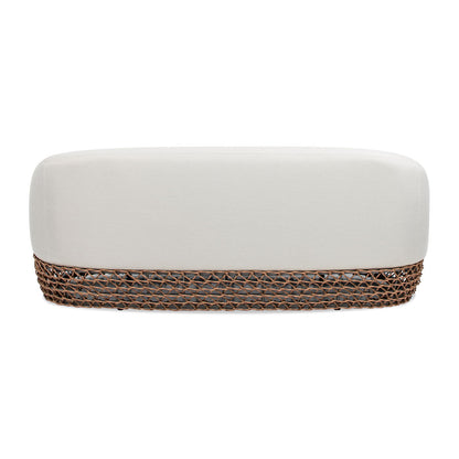 Willow - Upholstered Woven Patio Deep Seating Sofa, Wicker Frame - Wheat Beige / Golden Brown