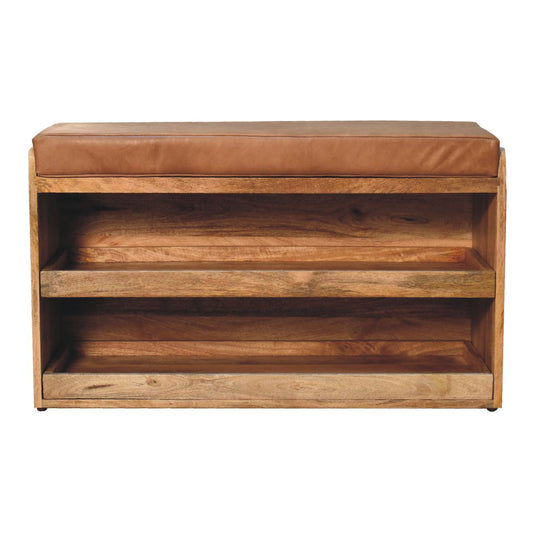 Buffalo - Hide Pull Out Shoe Storage Bench - Oak