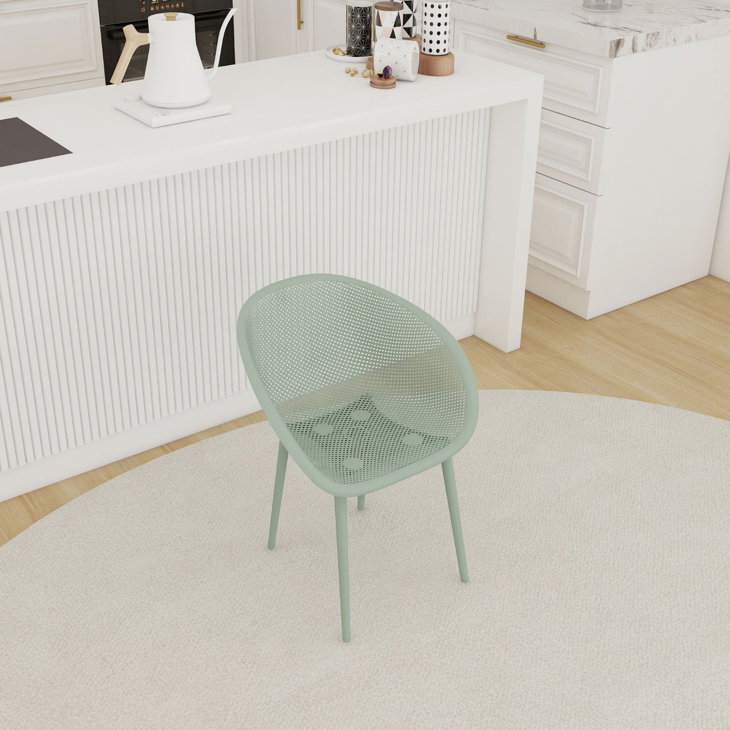 2 Piece Durable Single Chair With Mesh Hollow Out Design