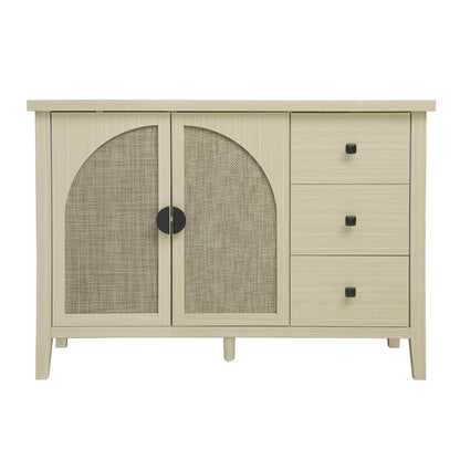 Rattan 2 Door 3 Drawer Cabinet, Suitable For Bedroom - Natural