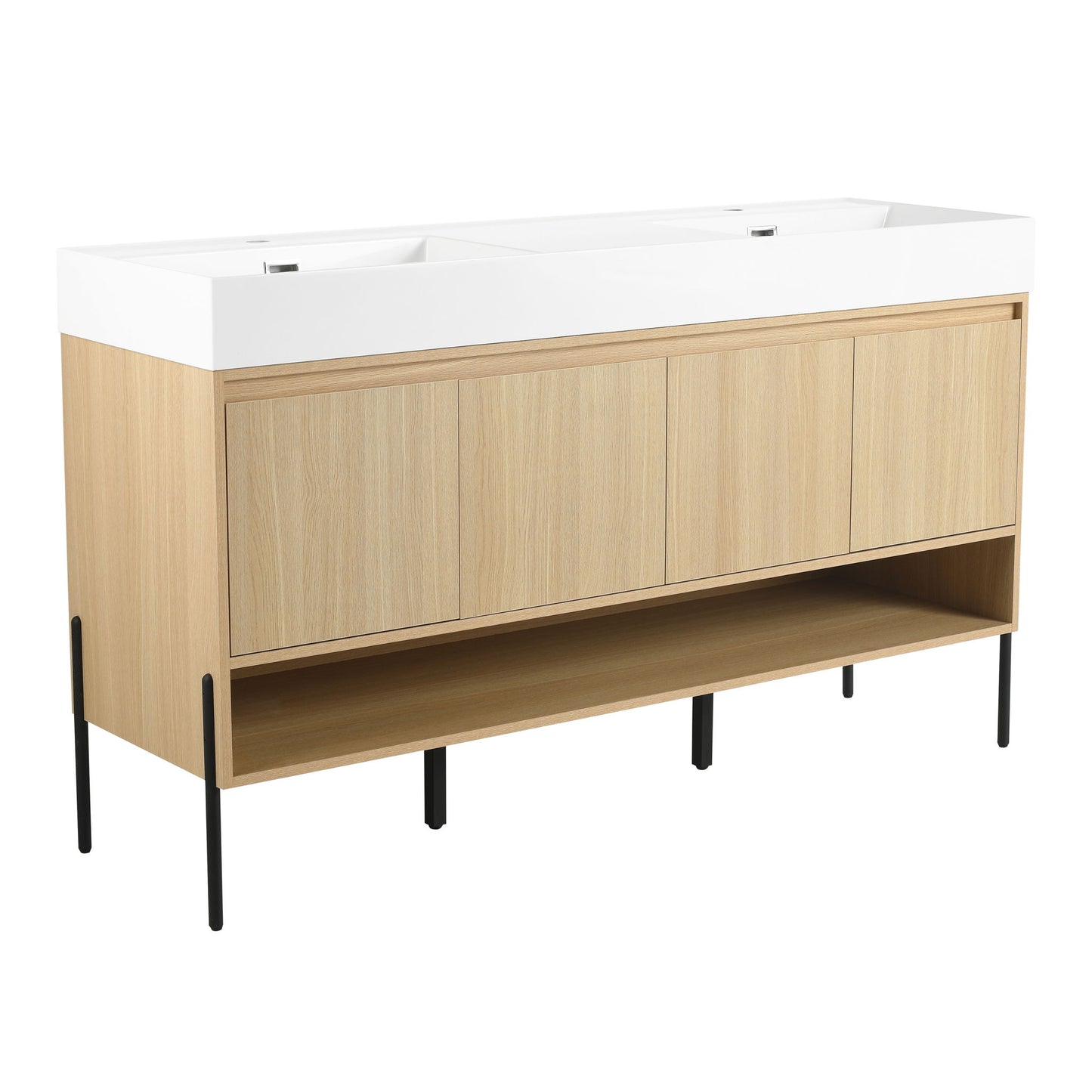 Modern Bathroom Vanity Combo With Single Resin Sink And Storage Cabinet