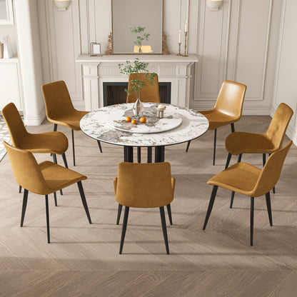 Round Dining Table With Lazy Susan For Kitchen, Dining Room - Black / White