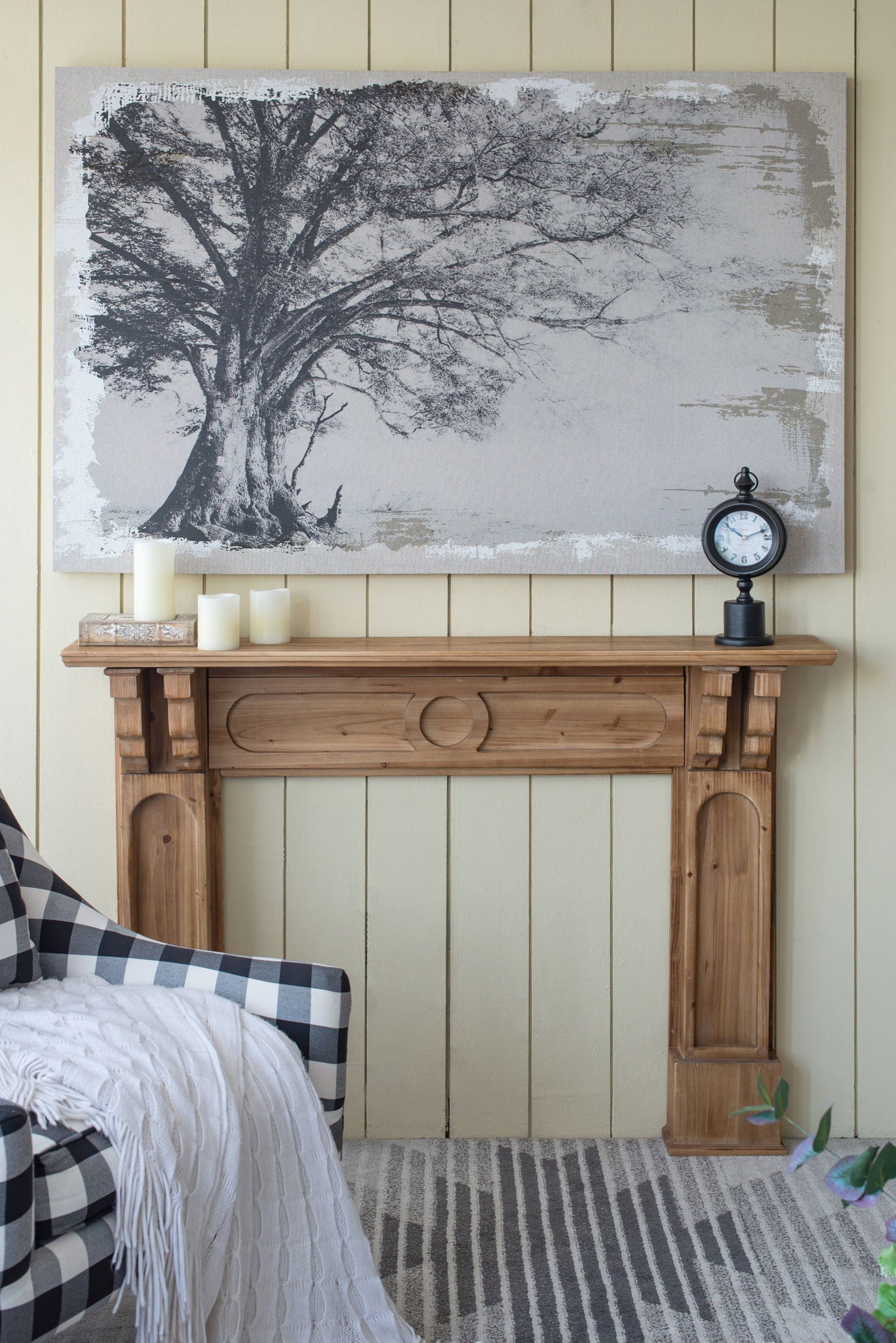 Large Arboreal Shelter Canvas Art Print, Traditional Style Floral Wall Art, Home Decor Accent Piece - Gray / White Matte