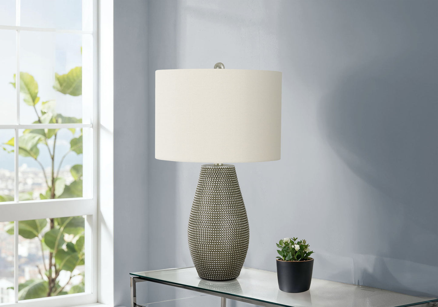 Lighting, Table Lamp, Resin, Contemporary - Gray