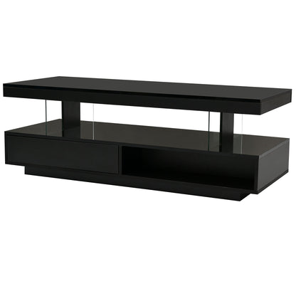 LED Coffee Table With 2 Drawers And Display Shelves