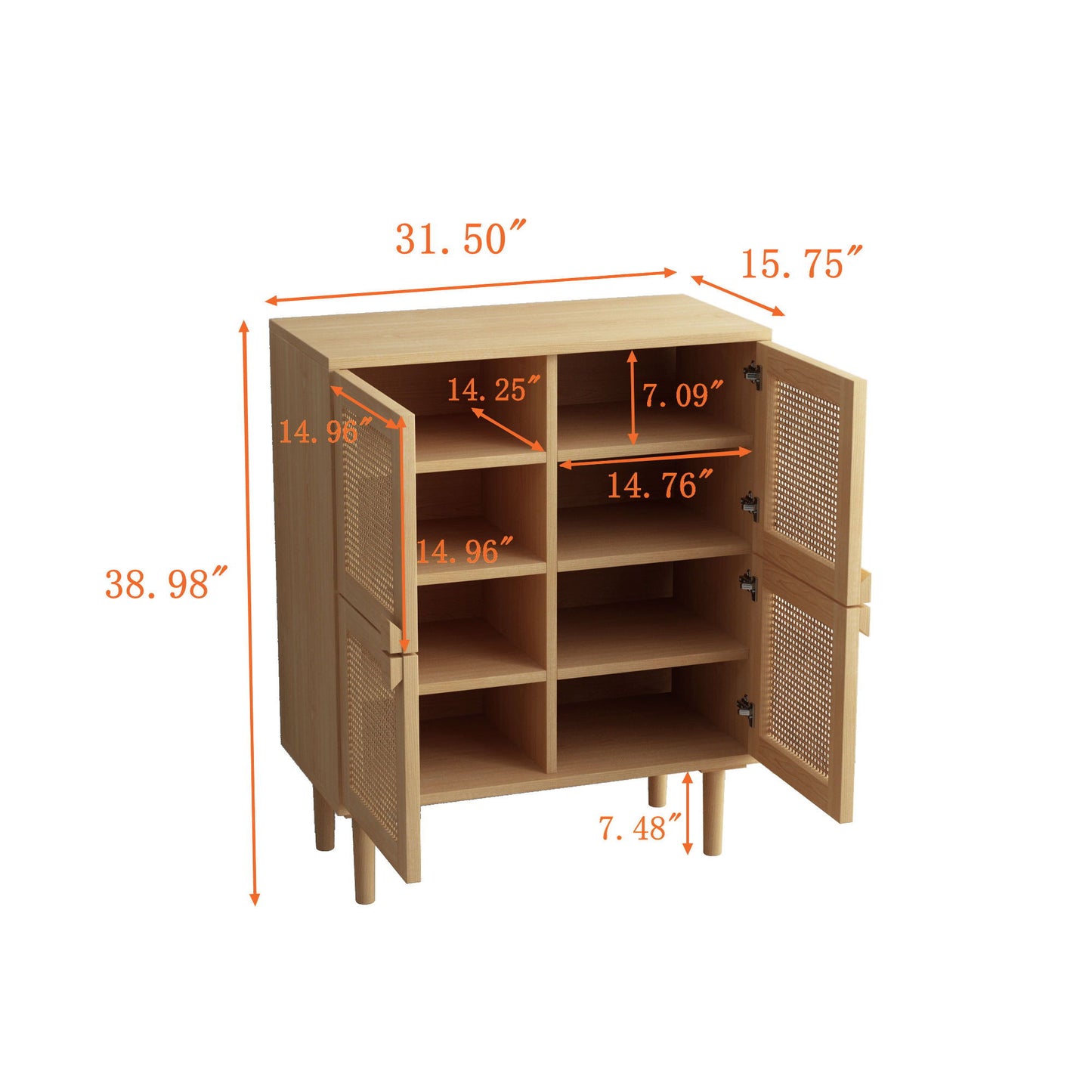 4 Door Storage Cabinet With 8 Shelves