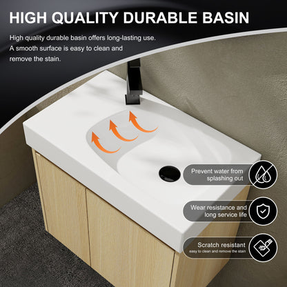 Modern Bathroom Vanity With Ceramic Basin, Wall Mounted Floating Sink Combo, Storage Cabinet