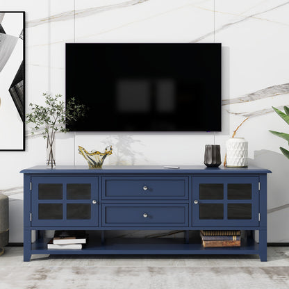 TV Stand, Entertainment Center With Dual Drawers And Hidden Storage, Cabinet With Soft Closing Doors And Sleek Panel Design