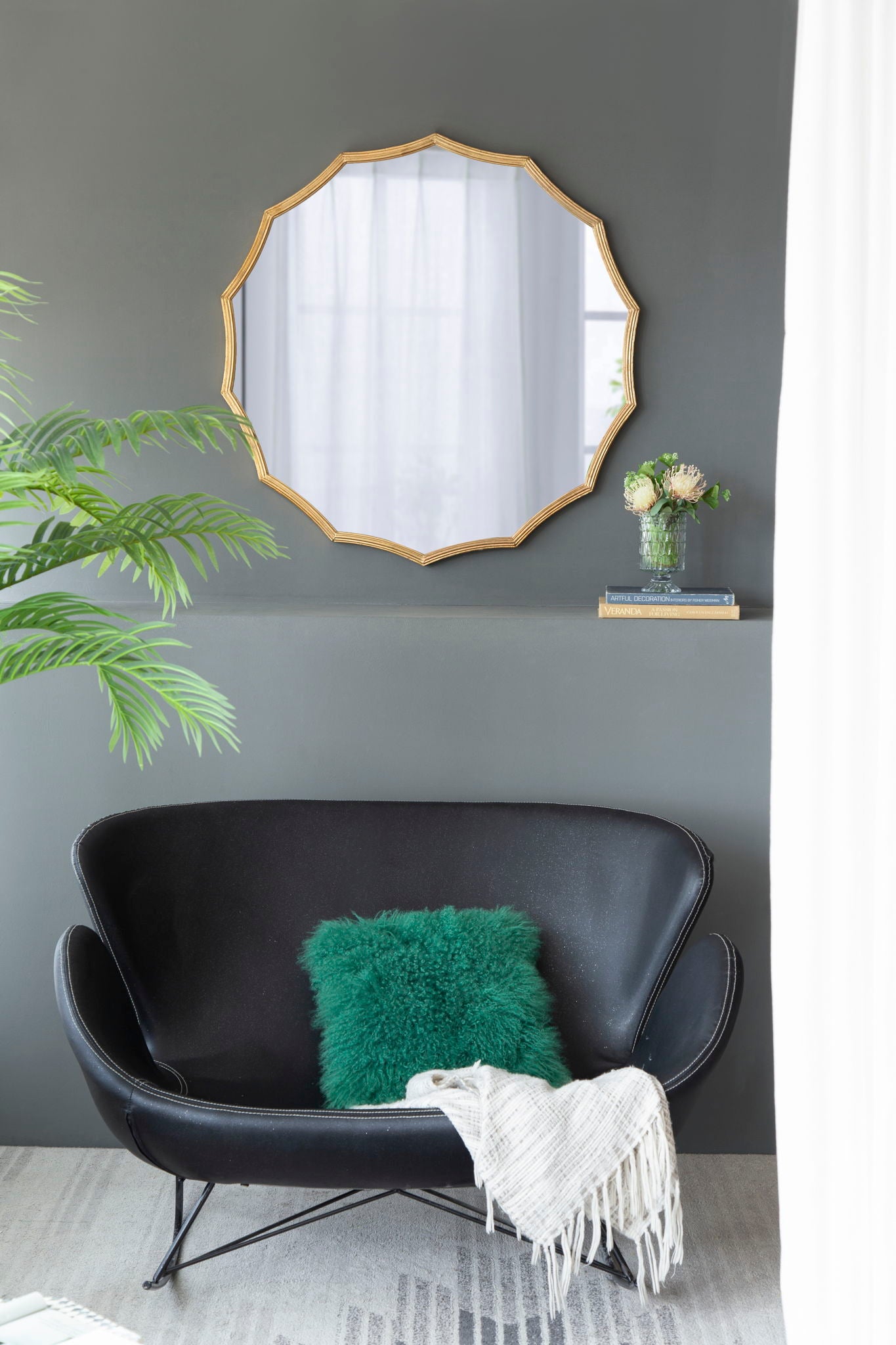 Round Sunburst Wall Mirror With, Wall Decor Mirror For Entryway Bedroom Living Room - Gold