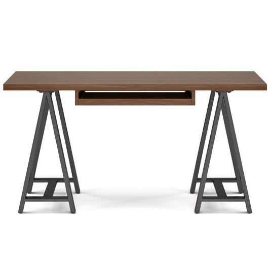 Sawhorse - Solid Walnut Veneer And Metal Desk - Walnut