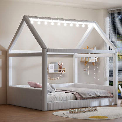 Upholstered House Style Daybed With LED Light Strips