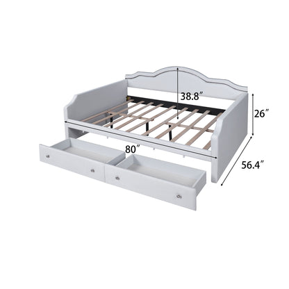 Upholstered Daybed With LED Lights And 2 Drawersme