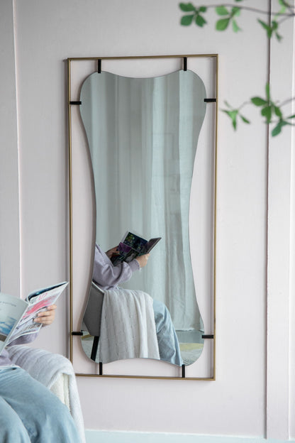 Poppy Mirror With Metal Frame Contemporary Design For Bathroom, Entryway Wall Decor