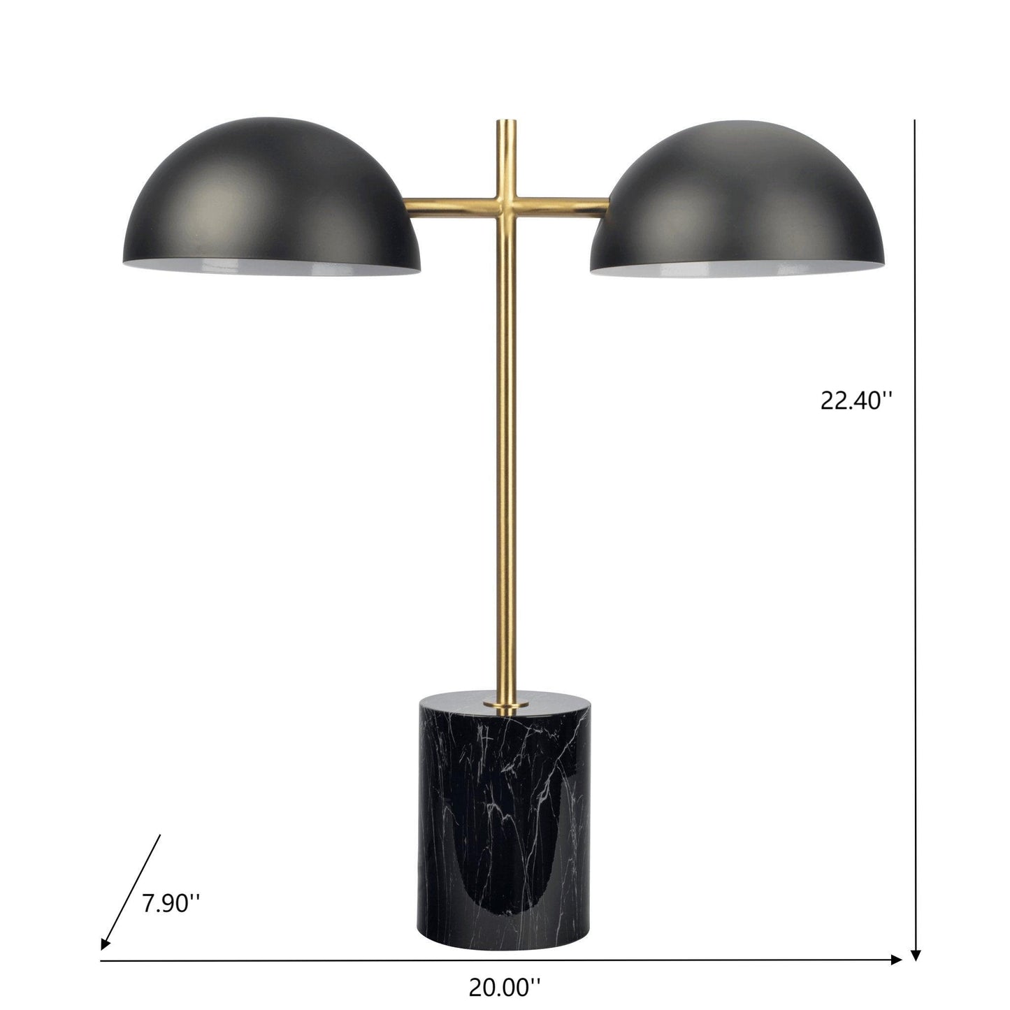 Nova - Hydro Table Lamp With On / Off Switch Double Lamp - Black / Gold / Marble