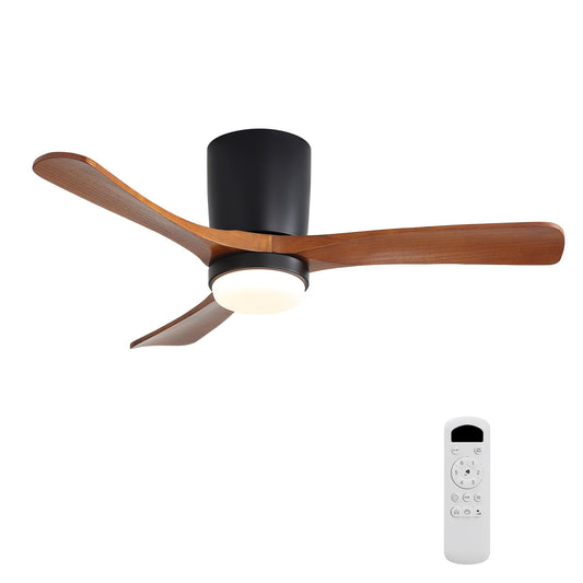 Ceiling Fan With Light, Dimmable 3 Color LED, 1 / 4 / 8H Timer, Silent For Bedroom - Matte Black
