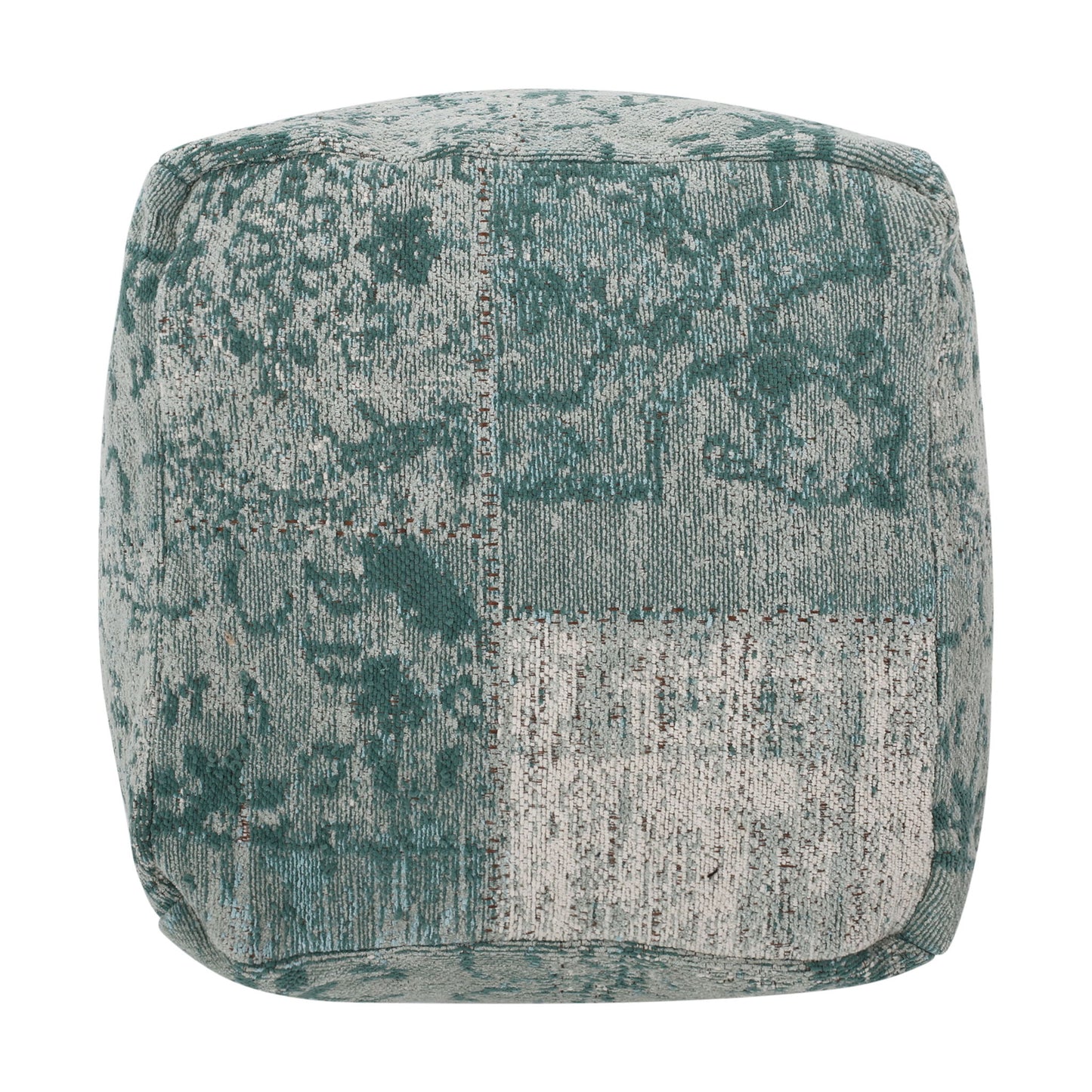Ocean - Square Pouf Ottoman And Floor Cushion - Teal / Beige