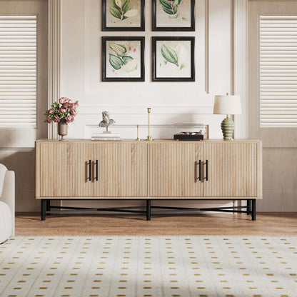 4 Door TV Cabinet, 2 Storage Spaces, Adjustable Shelves