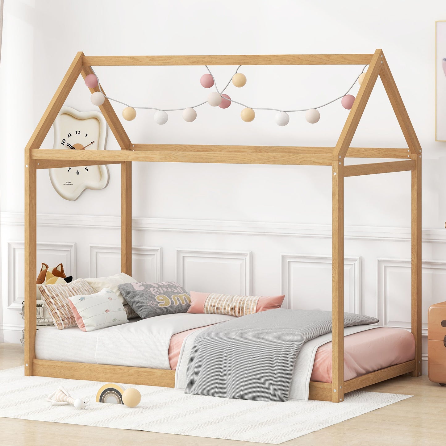 Wooden House Shaped Bed