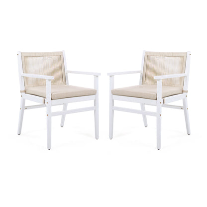 Outdoor Acacia Wood Patio Dining Armchair (Set of 2)