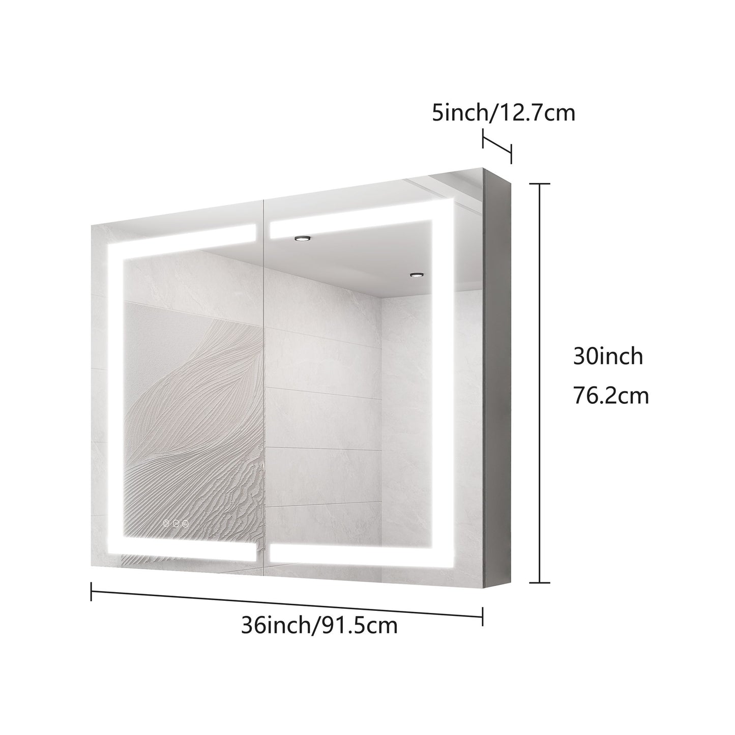 Medicine Cabinet With LED Vanity Mirror, Anti-Fog, Waterproof, Dimmable With Touch Switch