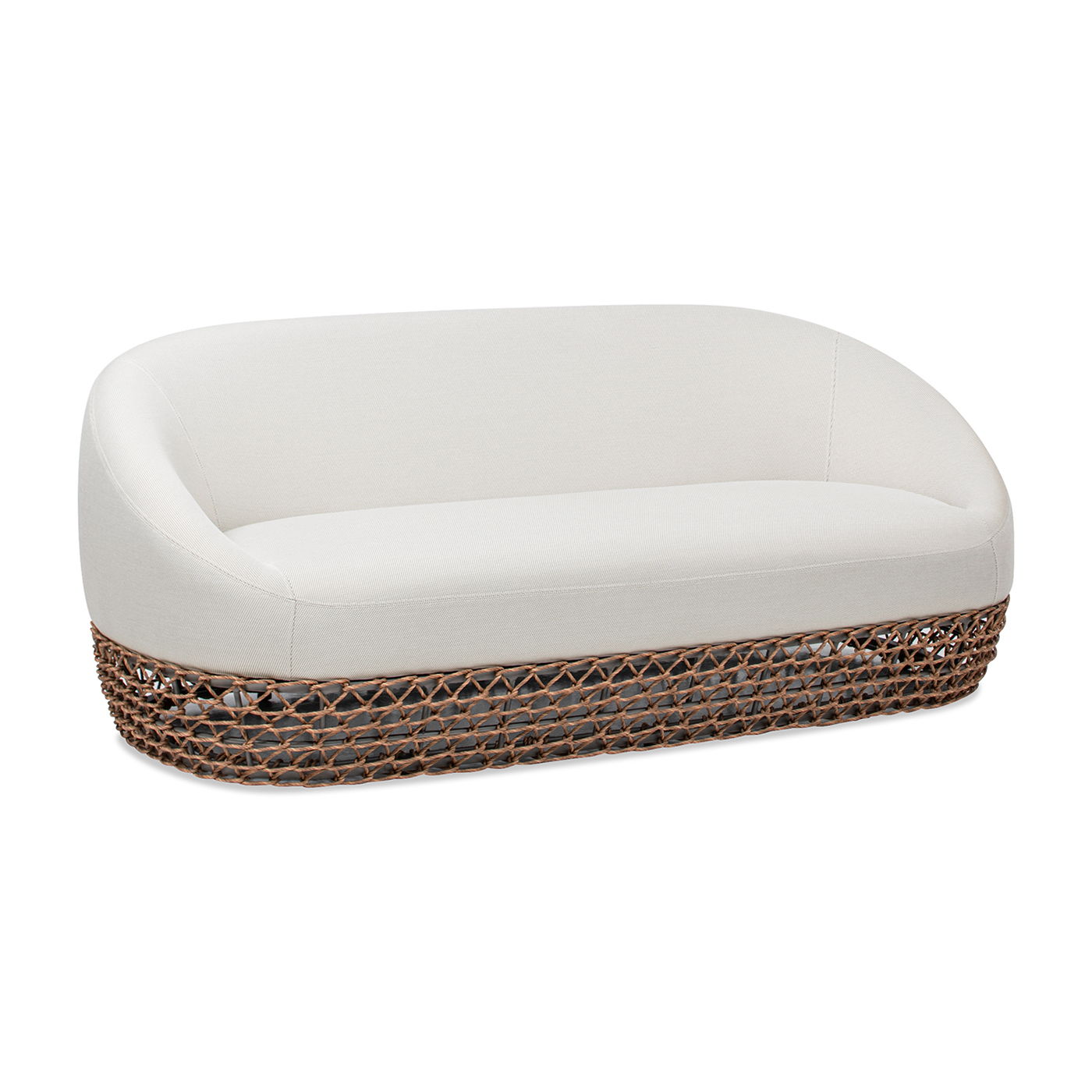 Willow - Upholstered Woven Patio Deep Seating Sofa, Wicker Frame - Wheat Beige / Golden Brown