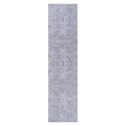 Maval - 2'6'' X 10' Washable Runner Rug - Blue / Cream