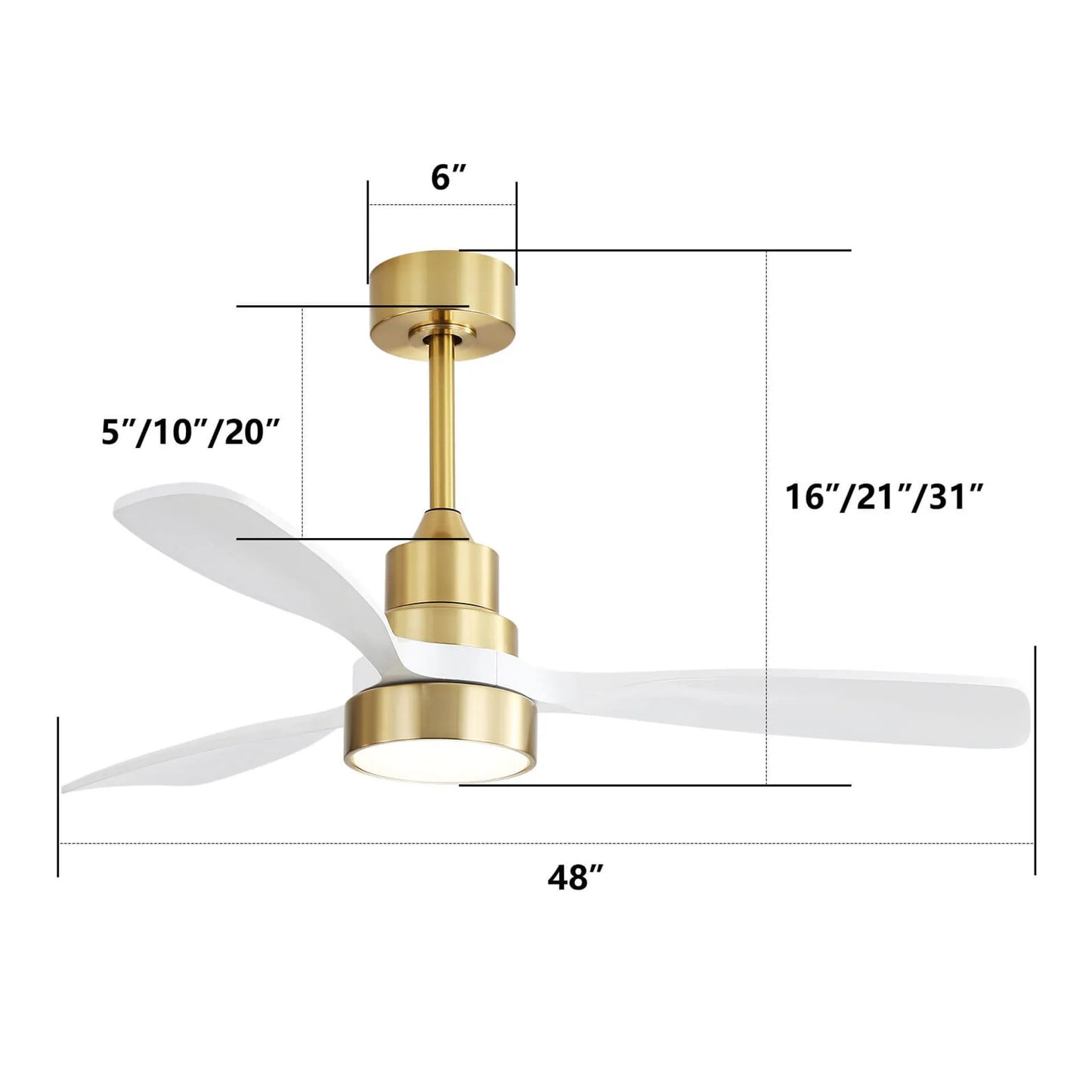 Indoor Ceiling Fan With Dimmable LED Light, 6 Speed Remote ControlLED DC Motor, Reversible Blades