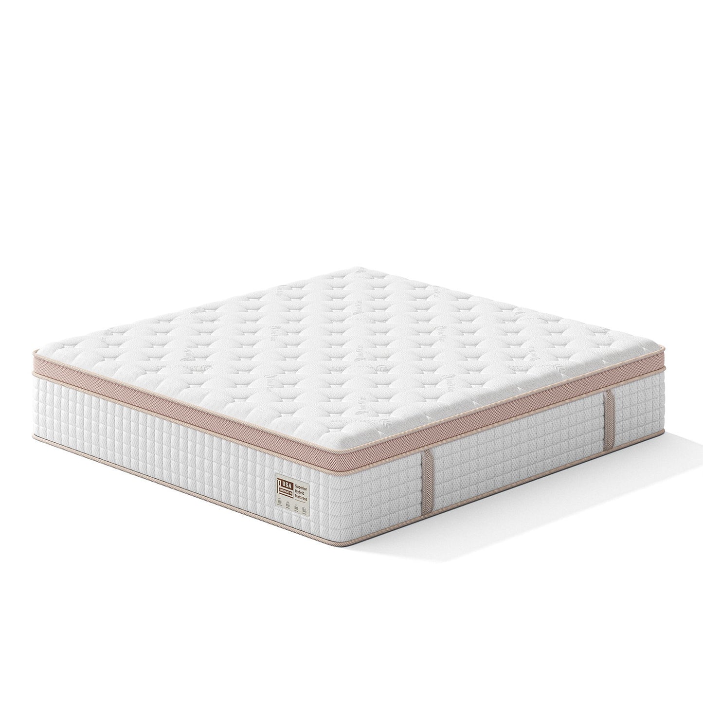 14" King Size, Firm Hybrid Mattress, Gel Memory Foam & Pocket Springs, Pressure Relief, Motion Isolation, Ergonomic Bed - White