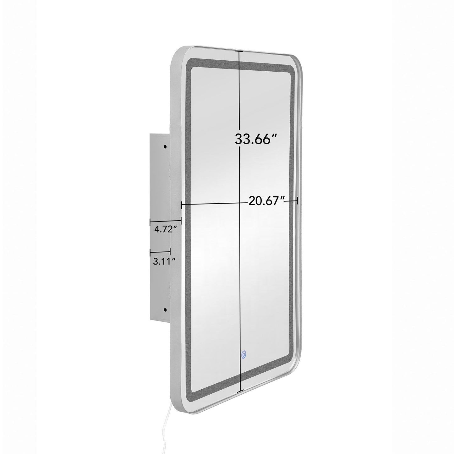 Rectangle Medicine Cabinet Mirror Bathroom Mirror With Storage Wall Mounted Medicine Mirror Cabinet With LED - Sliver