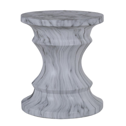 Geometric Round Outdoor End Table - Marble