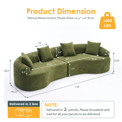 4 Seater Sofa With Chenille Fabric, 30D, 60 Hardness Full Sponge, 4 Pillow For Living Room, Home Furniture Sleeper Sectional Sofa For Apartment