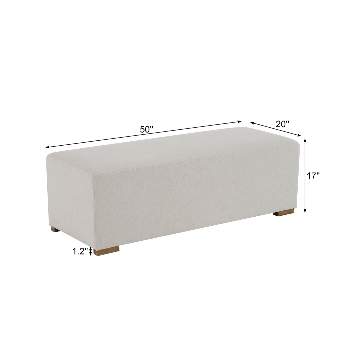 Simple Long Ottoman For Living Room - White