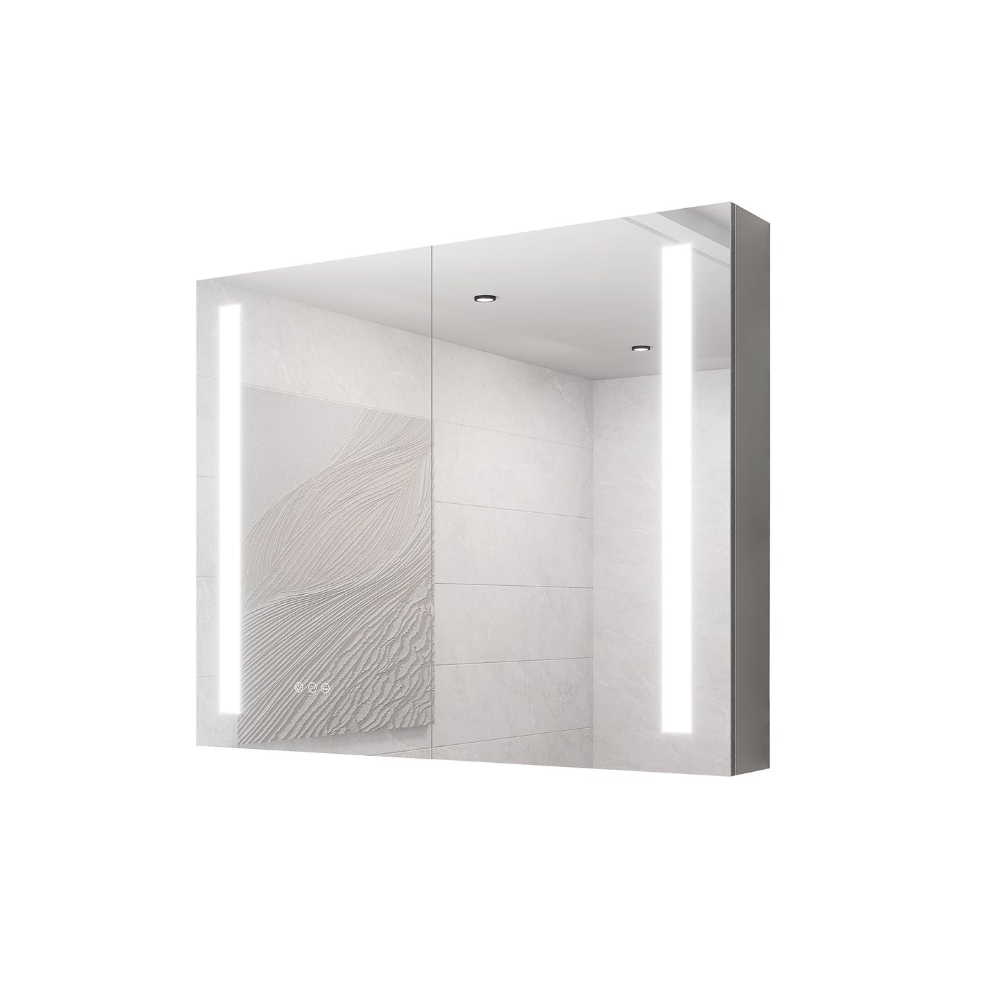 LED Medicine Cabinet With Mirror, Double Door With Defogger, Dimmer, Surface Mount