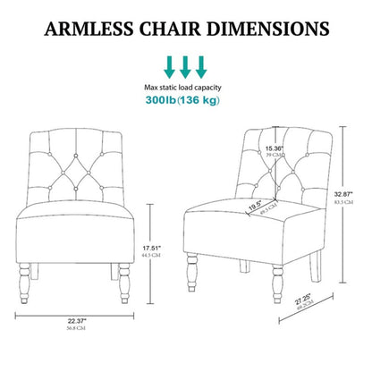 Vintage Tufted Armless Chair With Button Tufting - Taupe