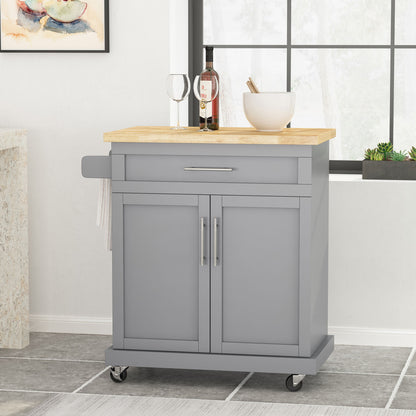 Negley - Contemporary Kitchen Cart With Wheels - Gray