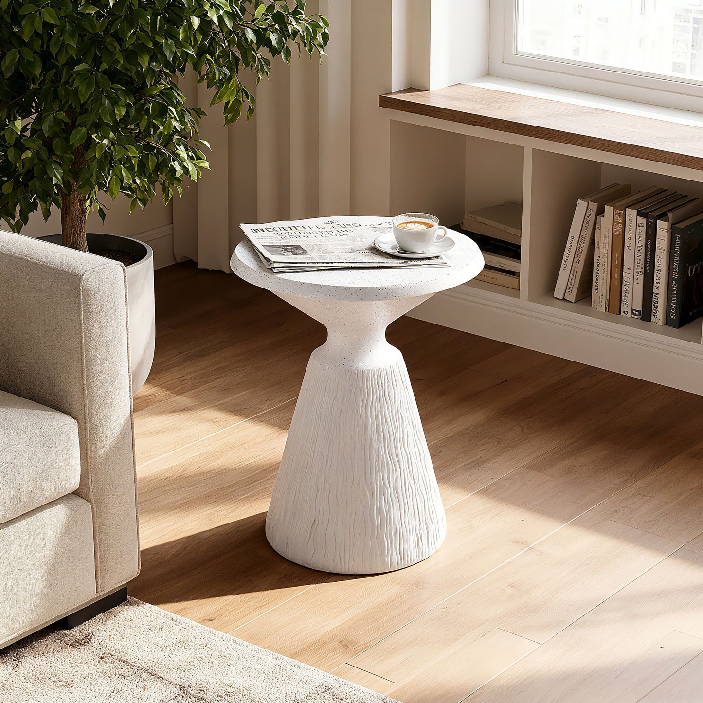 Outdoor End Table, Round Garden Stool - Aqua Grey