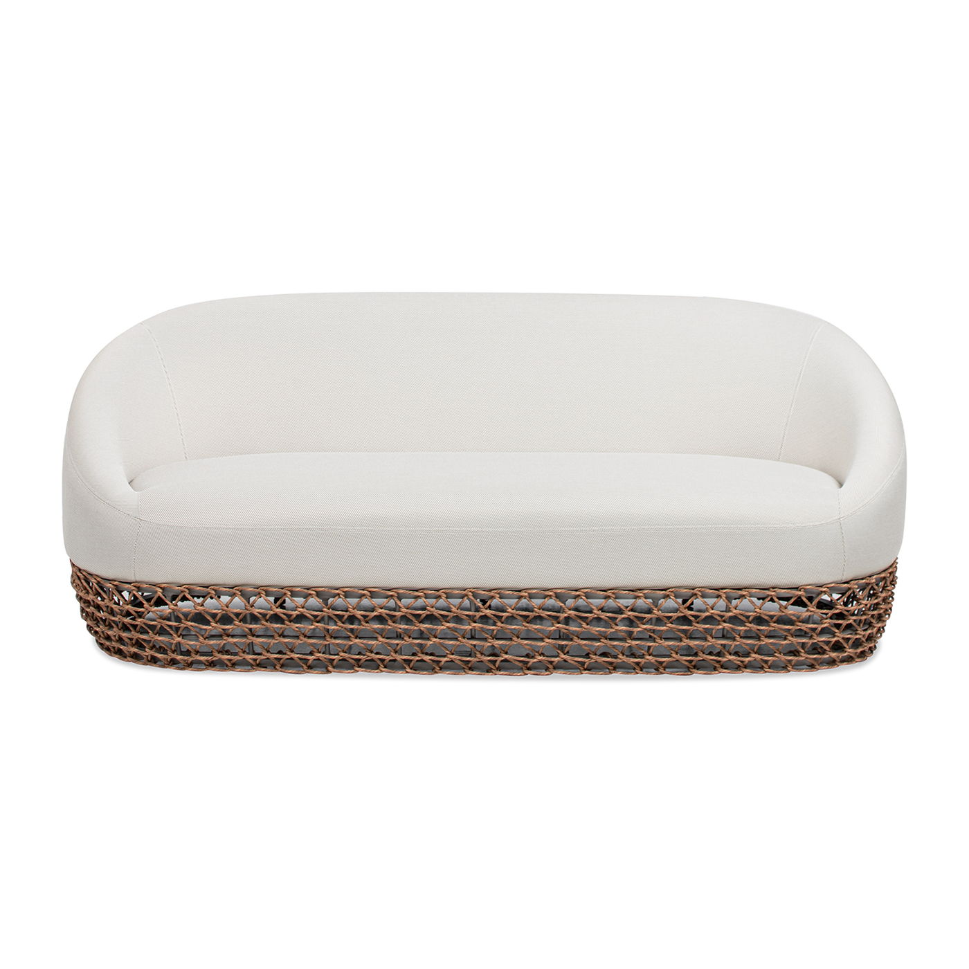 Willow - Upholstered Woven Patio Deep Seating Sofa, Wicker Frame - Wheat Beige / Golden Brown