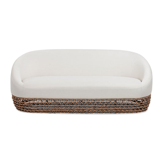 Willow - Upholstered Woven Patio Deep Seating Sofa, Wicker Frame - Wheat Beige / Golden Brown