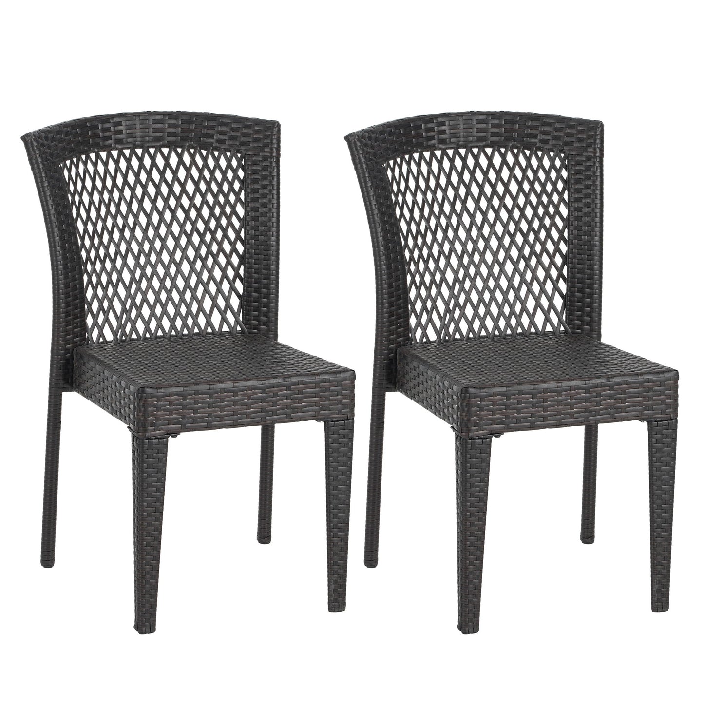 Outdoor Dining Chairs, Stackable Chairs With UV Resistant Frame (Set of 2) - Brown Multi