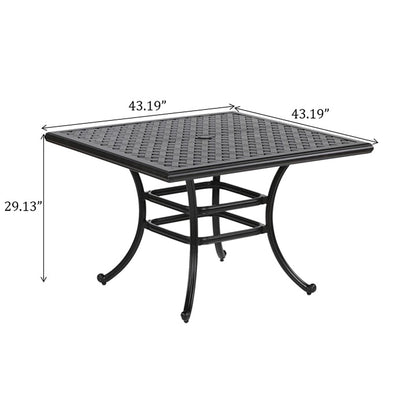 Square 4 Person 43.19" Long Aluminum Dining Set With Cushions